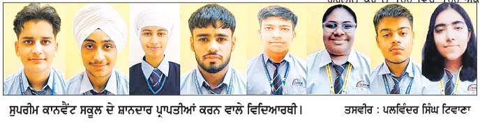   ਸੁਪਰੀਮ ਕਾਨਵੈਂਟ ਸਕੂਲ ਬਿਲਾਸਪੁਰ ਦੇ ਵਿਦਿਆਰਥੀਆਂ ਨੇ ਬਾਰ੍ਹਵੀਂ ਕਲਾਸ ਦੇ ਨਤੀਜਿਆਂ 'ਚ ਮਾਰੀਆਂ ਮੱਲਾਂ  