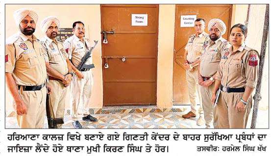  ਨਗਰ ਕੌਂਸਲ ਹਰਿਆਣਾ ਚੋਣਾਂ ਦੀ ਗਿਣਤੀ ਨੂੰ  ਲੈ ਕੇ ਸੁਰੱਖਿਆ ਦੇ ਪ੍ਰਬੰਧ ਸਖ਼ਤ, 11 ਵਾਰਡਾਂ ਲਈ ਹਰਿਆਣਾ ਕਾਲਜ ਵਿਖੇ ਗਿਣਤੀ ਅੱਜ 
