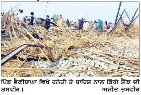  ਭੈਣੀਬਾਘਾ ਵਿਖੇ ਤੇਜ਼ ਹਨੇਰੀ ਤੇ ਬਾਰਿਸ਼ ਨਾਲ ਡੇਅਰੀ ਫਾਰਮਿੰਗ ਦਾ ਸ਼ੈੱਡ ਡਿਗਿਆ
<br/> 