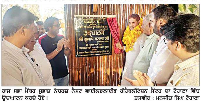  ਨੇਚਰਜ਼ ਨੈਸਟ ਬੱਚਿਆਂ ਨੂੰ ਪੰਛੀਆਂ ਅਤੇ ਜੰਗਲੀ ਜੀਵਾਂ ਦੇ ਨੇੜੇ ਲਿਆਏਗਾ - ਸੁਭਾਸ਼ ਬਰਾਲਾ
ਰਾਜ ਸਭਾ ਮੈਂਬਰ ਸੁਭਾਸ਼ ਨੇ ਨੇਚਰਜ਼ ਨੈਸਟ ਵਾਈਲਡਲਾਈਫ ਰੀਹੈਬਲੀਟੇਸ਼ਨ ਸੈਂਟਰ ਟੋਹਾਣਾ ਦਾ ਉਦਘਾਟਨ ਕੀਤਾ
<br/> 