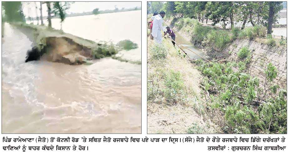  ਪਿੰਡ ਰਾਮੇਆਣਾ ਵਿਖੇ ਜੈਤੋ ਰਜਬਾਹੇ 'ਚ ਪਿਆ ਪਾੜ  