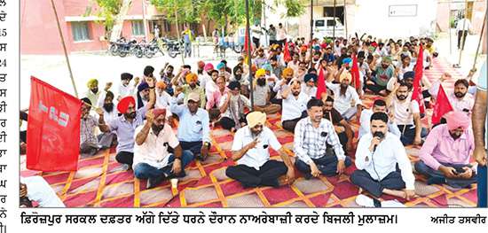 ਮੰਗਾਂ ਨੂੰ ਲੈ ਕੇ ਬਿਜਲੀ ਮੁਲਾਜ਼ਮਾਂ ਵਲੋਂ ਫ਼ਿਰੋਜ਼ਪੁਰ ਸਰਕਲ ਦਫ਼ਤਰ ਅੱਗੇ ਰੋਸ ਧਰਨਾ