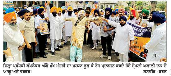 ਮੁੱਖ ਮੰਤਰੀ ਖ਼ਿਲਾਫ਼ ਸ਼੍ਰੋਮਣੀ ਅਕਾਲੀ ਦਲ ਦਾ ਵਿਸ਼ਾਲ ਰੋਸ ਮਾਰਚ, ਪੁਤਲਾ ਫ਼ੂਕ ਕੇ ਕੀਤਾ ਪ੍ਰਦਰਸ਼ਨ