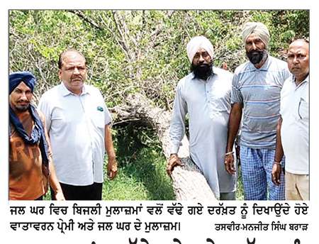 ਜਲ ਘਰ ’ਚ ਲੱਗੇ ਹਰੇ ਭਰੇ ਦਰੱਖ਼ਤ ਨੂੰ ਬਿਜਲੀ ਮੁਲਾਜ਼ਮਾਂ ਨੇ ਮੁੱਢੋਂ ਵੱਢਿਆ 