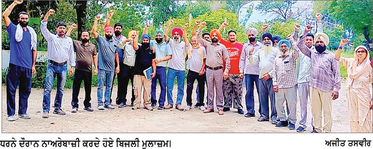 ਬਿਜਲੀ ਮੁਲਾਜ਼ਮਾਂ ਵਲੋਂ ਹੱਕੀ ਮੰਗਾਂ ਨੂੰ ਲੈ ਕੇ ਧਰਨਾ